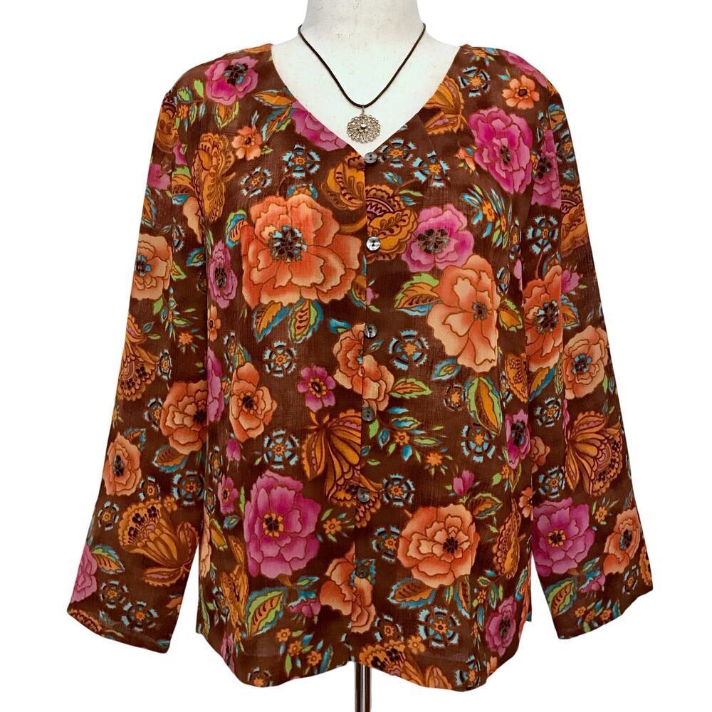 Crazy Horse Collection by Liz Claiborne NWOT Vintage Button Down Blouse Women L